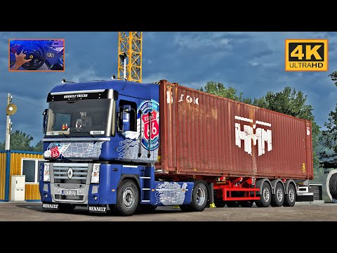 ETS2 Gameplay 4K + wheel cam | Renault Magnum 520 in Promods | Kaunas - Płock