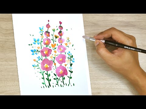 Easy Art Therapy Activity Idea Pink Flowers watercolor painting