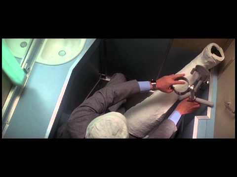 Clouseau uses the airplane toilet