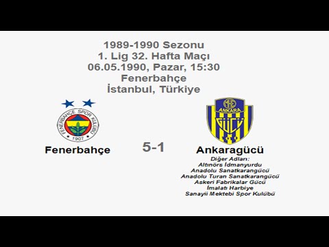 Fenerbahçe 5-1 Ankaragücü 06.05.1990 - 1989-1990 Turkish 1st League Matchday 32 (First 5 Goals)