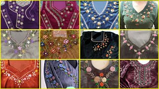 Velvet embroidery designs / velvet dress designs 2026 / hand embroidery designs for dresses 