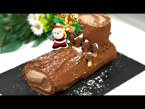 Buche de Noel Recipe I YULE LOG CAKE I CHOCOLATE SWISS ROLL CAKE