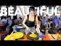 Street Food Queen Cute Overloaded People Wait For Rice Egg The Most Beautiful Lady In Lao Food
