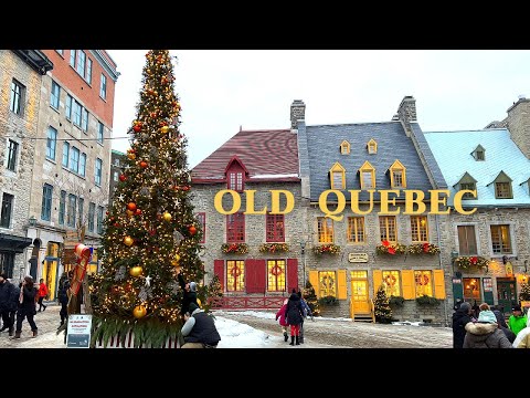 [4K]🇨🇦 Old Quebec Christmas Walk🎄Fairytale Xmas in Petit Champlain🌟& Place Royale⛪1640 Bistro🍷