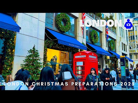 2025 London Walk 🇬🇧 WEST END & Shopping Streets Christmas Prep | Central London Walking Tour [4KHDR]