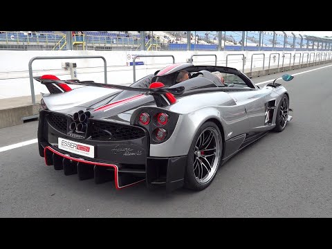 $4.0 Million Pagani Huayra BC Roadster - Start up, Fly By & SOUNDS!