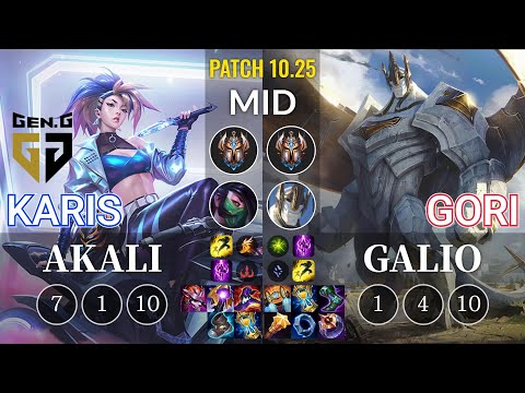 GEN Karis Akali vs Gori Galio Mid - KR Patch 10.25