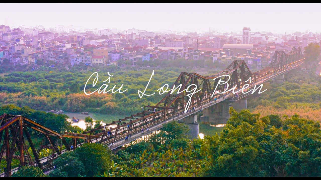 Experience the grandeur of Long Bien Bridge through aerial shot!