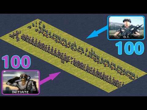 Initiates vs Gi's - long battle area - Red Alert 2