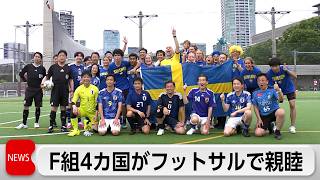 「サッカー議連」がW杯F組の駐日大使館関係者などを招きフットサル大会