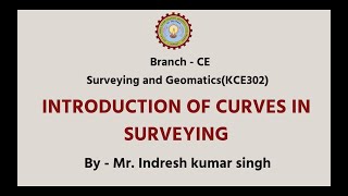 Surveying and Geometics |  Introduction of Curves in Surveying| AKTU Digital Education