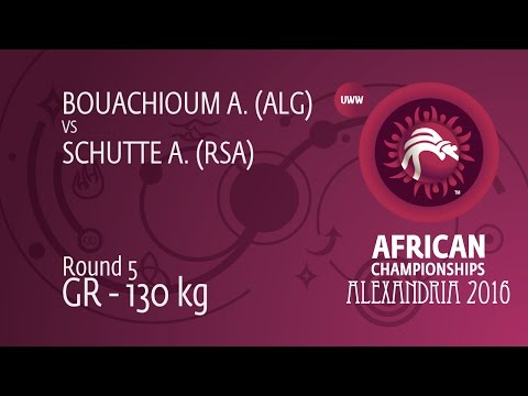 Round 5 GR - 130 kg: A. BOUACHIOUM (ALG) df. A. SCHUTTE (RSA) by TF, 0-0