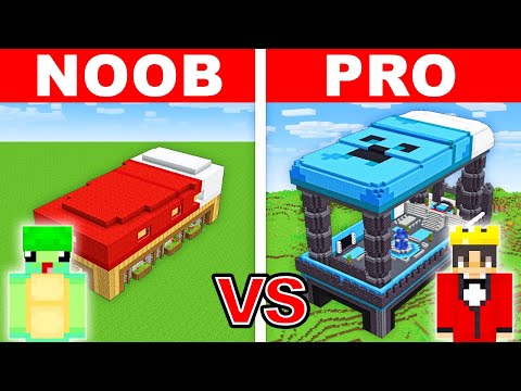 NOOB vs PRO: SECRET BED HOUSE Build Challenge in Minecraft!