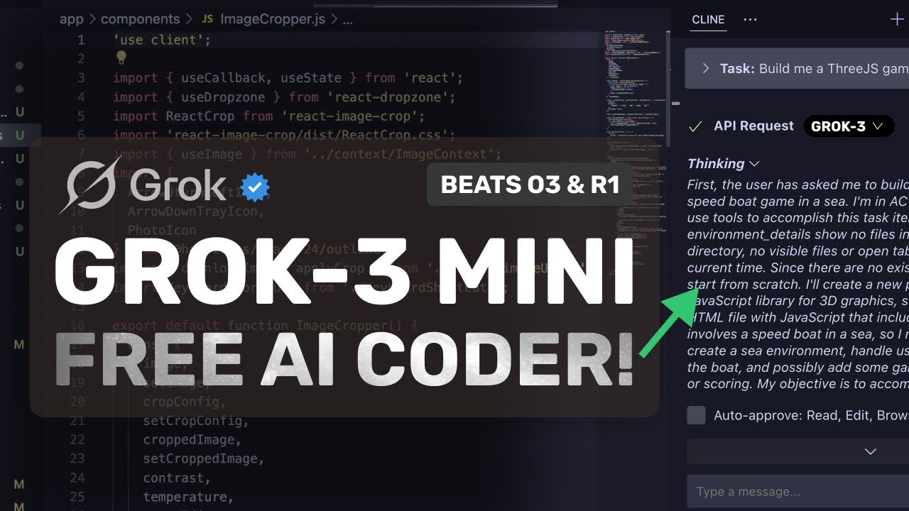 Grok-3 & Grok-3 Mini (Free API) + Cline & RooCode : DON'T MISS THIS Fully FREE AI Coder!