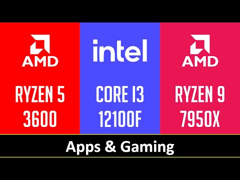 RYZEN 5 3600 vs CORE I3 12100F vs RYZEN 9 7950X - Apps & Gaming