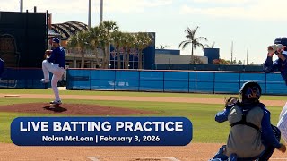 Nolan McLean Throws Live to Hitters