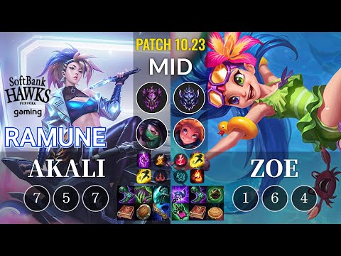 SHG Ramune Akali vs Zoe Mid - KR Patch 10.23