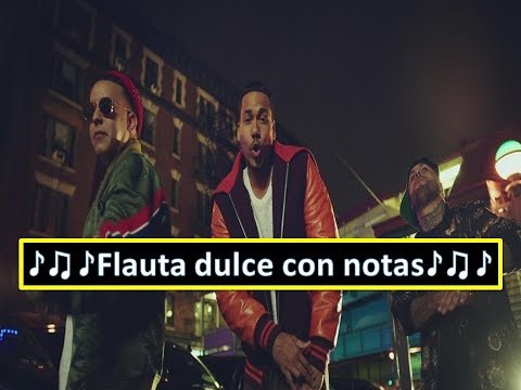 Bella y Sensual (Flauta dulce con notas) Romeo Santos, Daddy Yankee, Nicky Jam  ¡Completa!