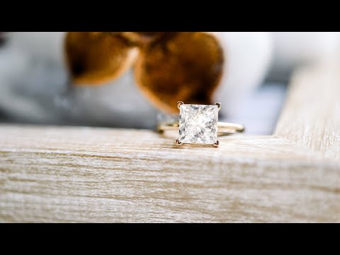 2.5ct Princess Cut Lab Diamond Classic Four Prong Solitaire in 14k Yellow Gold | Ada Diamonds