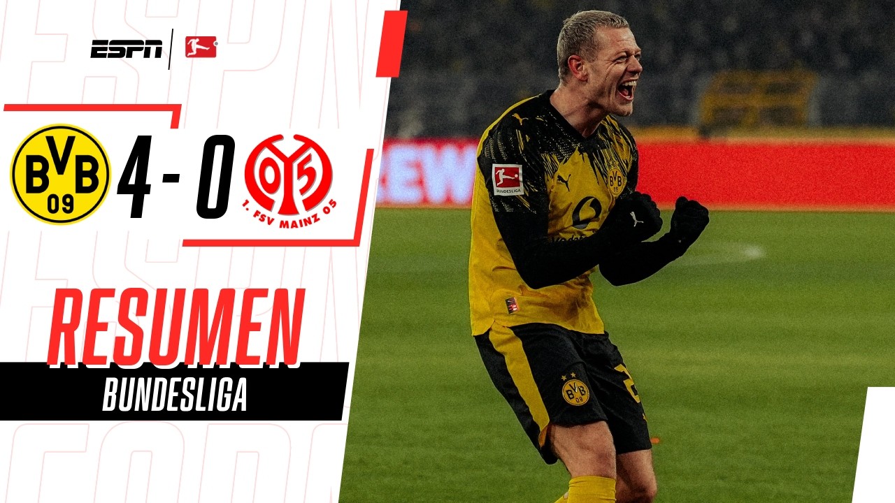 DOBLETE DE GUIRASSY EN LA GOLEADA DEL DORTMUND POR BUNDESLIGA | B. Dortmund 4-0 Mainz | RESUMEN