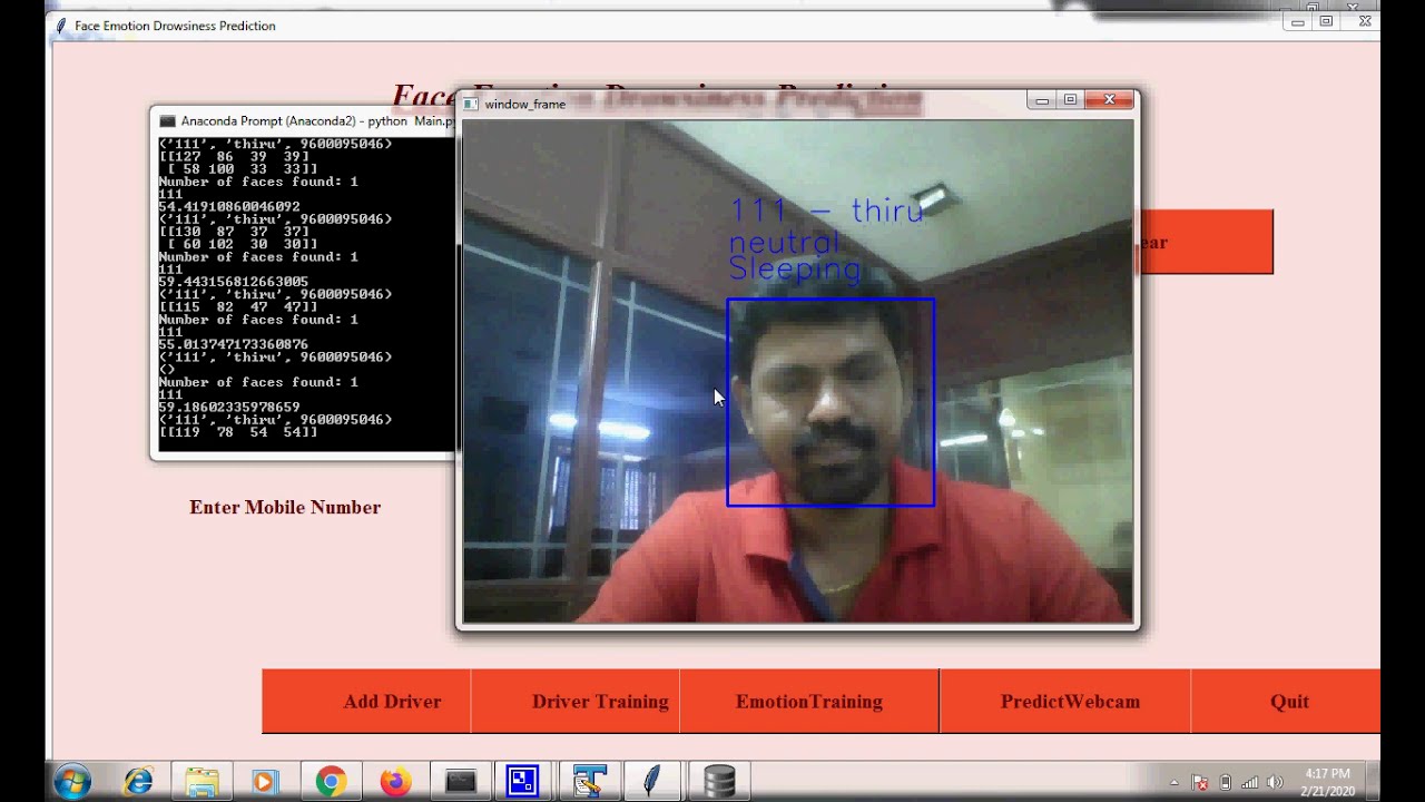 Face detection along with Emotion and Drowsiness detection