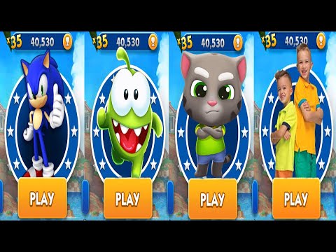 Sonic Dash vs Om Nom Run vs Talking Tom Gold Run vs Vlad and Niki - All Characters Unlocked
