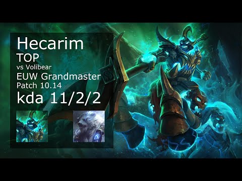 Hecarim Top vs Volibear - EUW Grandmaster 11/2/2 Patch 10.14 Gameplay