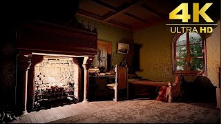 【紅の砂漠】暖炉が心地よい一室【睡眠用BGM・作業用BGM】1時間