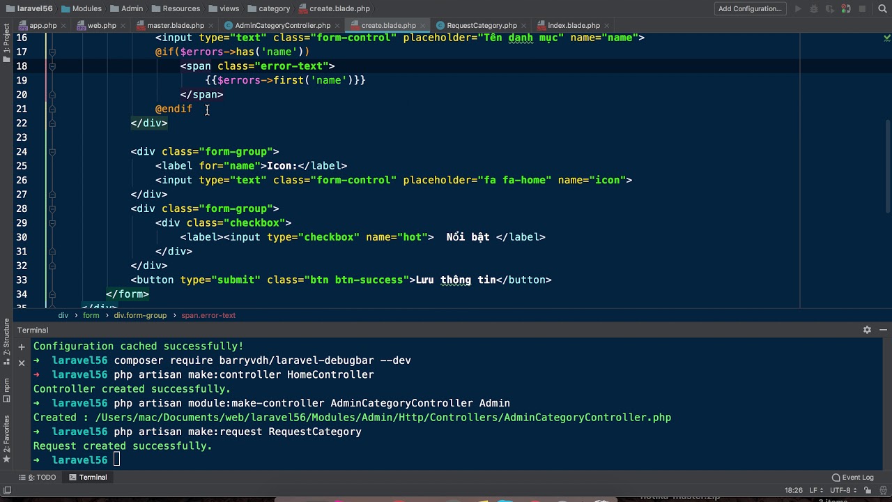 Bài 5 - Tạo Request Validate Category  - Website bán hàng - Laravel