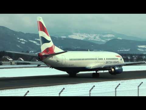 British Airways Boeing 737-436 landing & takeoff Salzburg Airport (SZG/LOWS) HD