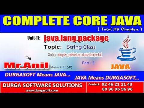 Core Java Java Lang Package String Class Predefined And Customized Trim Method Part 3