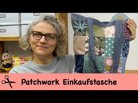 Patchwork Einkaufstasche mit einer besonderen Technik nähen / kostenloses Schnittmuster
