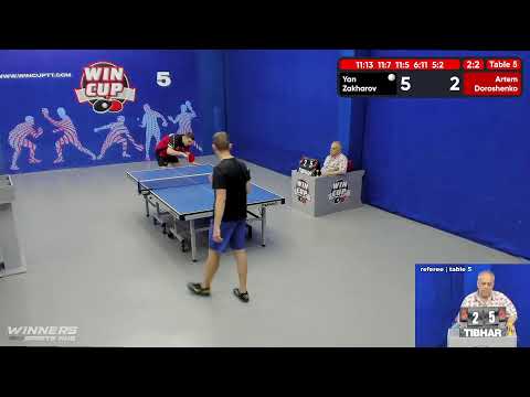 15:00 Захаров Ян 3-2 Дорошенко Артём  стол 5  ЮГ-4  03.06.22