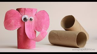 Elefante: Manualidades con rollos papel higiénico