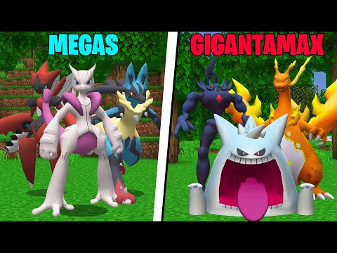 Pokémon Mega vs Pokémon Gigantamax no Minecraft Pixelmon