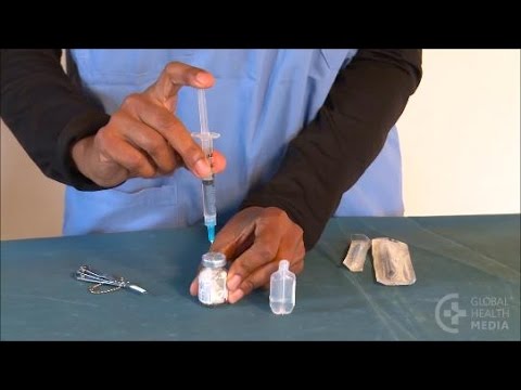 Preparing ampicillin and gentamicin for injection
