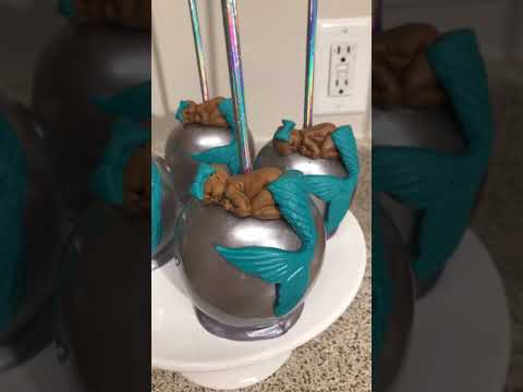 Mermaid Themed Candy Apples for a Baby Shower!