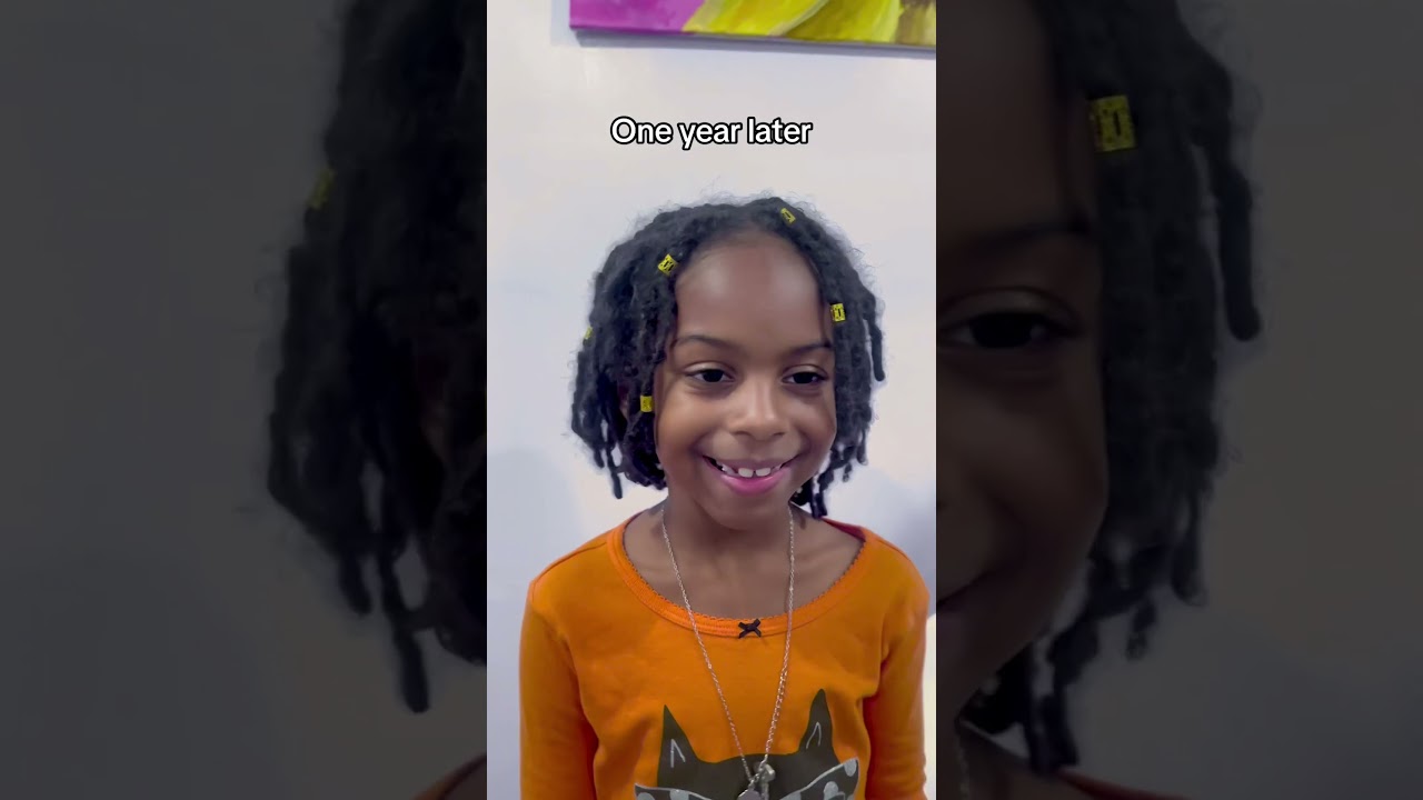 First day locs, one year later 👧🏾 #locs #locjourney #shorts #naturalhair #children