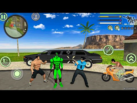 Green Deadpool Rope Hero Vice Town Crime Simulator #12 - Limo Car at NY City - Android Gameplay