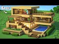 Minecraft: How to Build a Survival Wooden House Tutorial (Easy) #2 - Interior in Description!