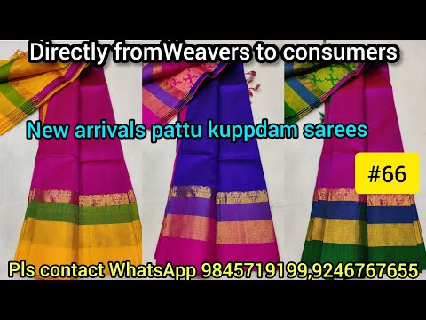 #66 Latest Mangalagiri pattu kupadam jari border with contrast pallu blouse sarees[03-07-2020]