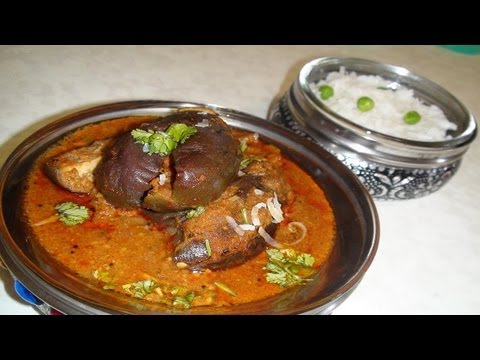 Bagare Baingan or Baingan Kalonji Recipe - Stuffed Baby Eggplant Curry by Bhavna