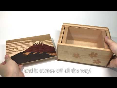 How to open a 6 sun 4 step Wood-inlaid Secret Box【木象嵌秘密箱6寸4回の開け方】