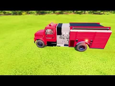 TRANSPORTING POLICE CAR AMBULANCE FIRE TRUCK TRAILER TRUCK CAR TRAILER TRANSPORTING BIG TRUCK