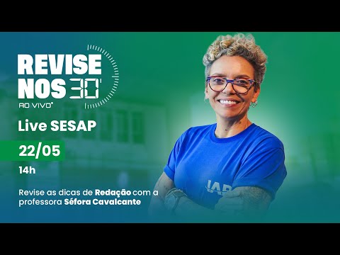 Banner de capa do material gratuito Revise nos 30 - Redação com Profa. Séfora Cavalcante