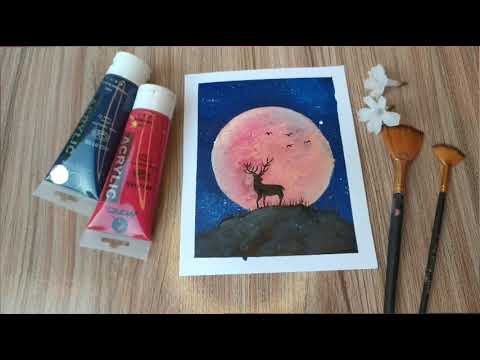 Super moon acrylic painting tutorial for biggeners #painting #paintingforbeginners #paintingtutorial