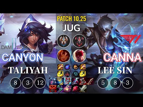 DWG Canyon Taliyah vs T1 Canna Lee Sin Jungle - KR Patch 10.25