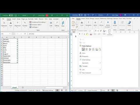 Embed an excel file into Word so it updates automatically