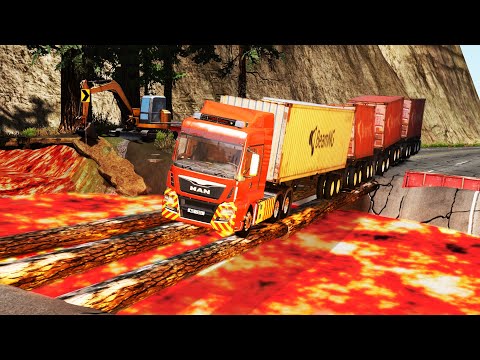 Cars vs Lava River from Volcano #1 | BeamNG.drive