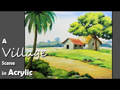 Acrylic Painting | How to Paint A Village Landscape